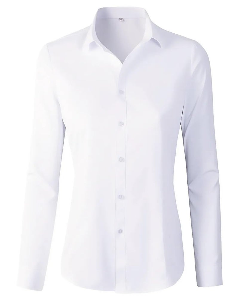 Beninos Women's White Button Down Shirts Elegant Office Dress Shirt Blouse (680 White, XS) - Image 1